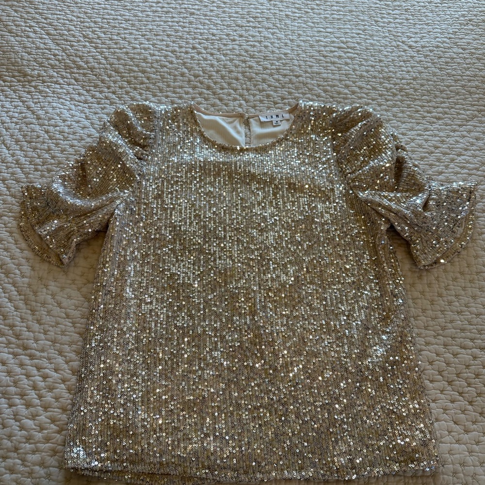 THML Glittering Silver Sequin Blouse